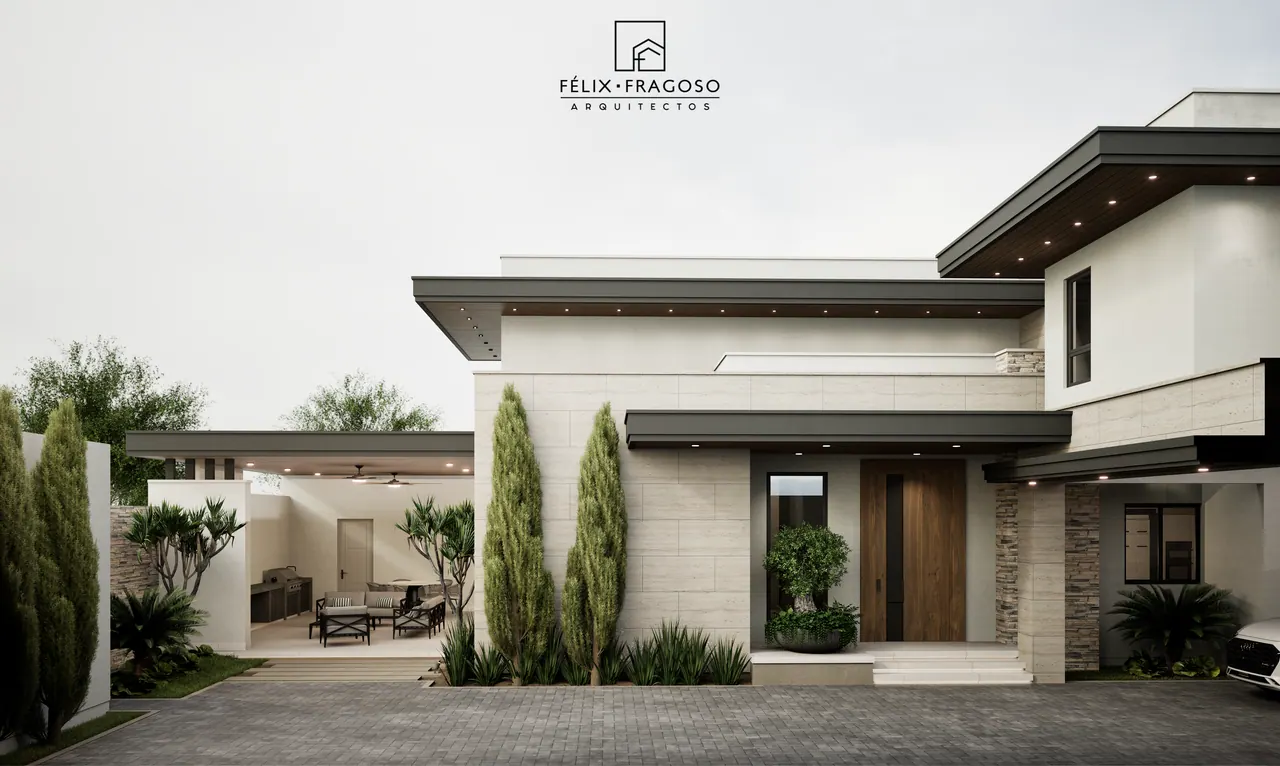 Casa AR-01, exteriores. Proyecto residencial de Félix Fragoso Arquitectos