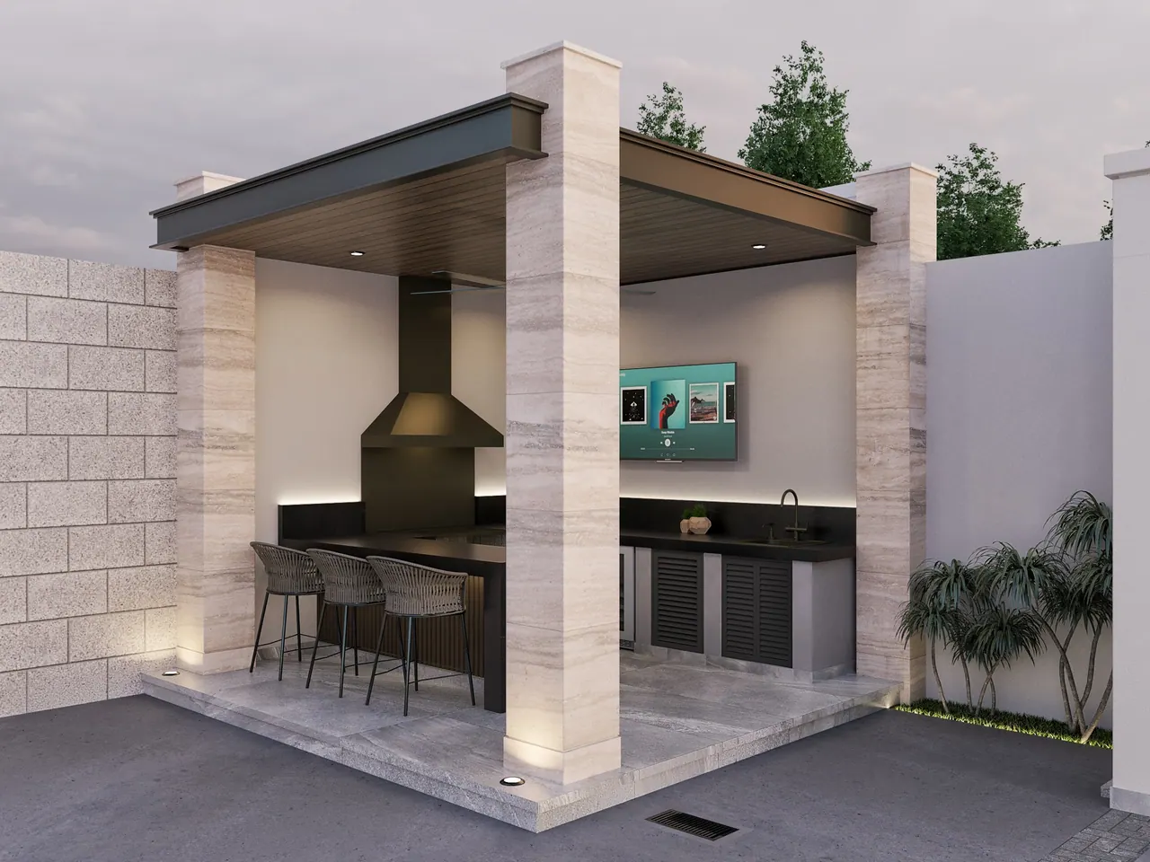 Casa LEDLR-01, asador. Proyecto residencial de Félix Fragoso Arquitectos